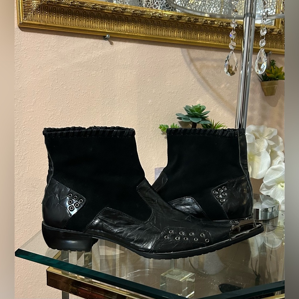 New Fiesso By Aurelio Garcia Black Suede and Leather Men's Boots Size 46